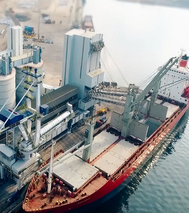 large ship being loaded